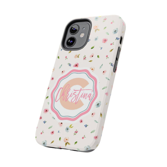 Personalized Floral Tough Phone Case - Custom Name Design - PC030
