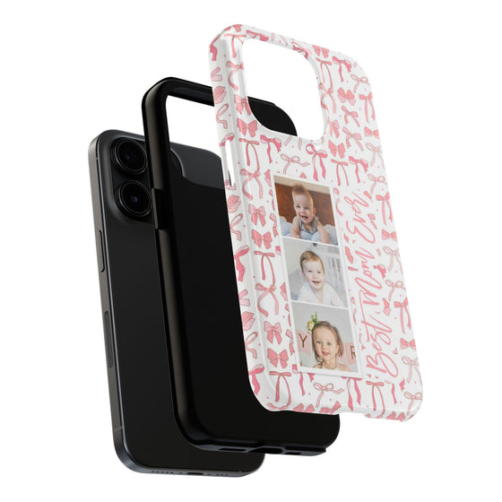Custom Tough Phone Case - Best Mom Ever with Pink Bows - PC016
