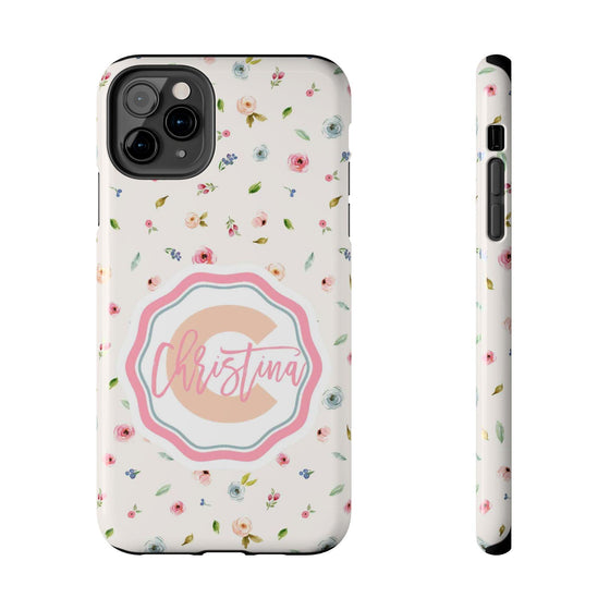Personalized Floral Tough Phone Case - Custom Name Design - PC030