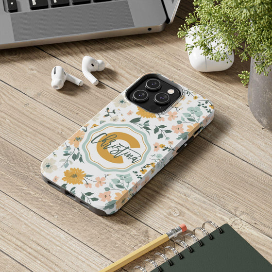 Personalized Floral Tough Phone Case - Custom Name Design - PC007