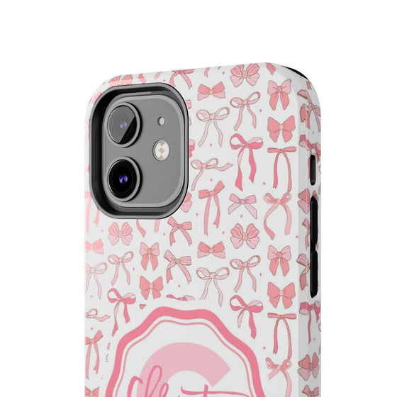 Personalized Tough Phone Case with Pink Bow Design - PC017