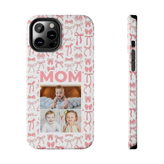 Personalized Mom Photo Collage Phone Case - Bow Design -PC015