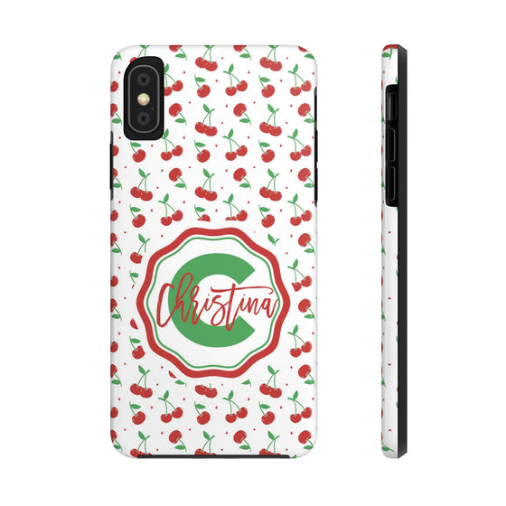 Personalized Cherry Tough Phone Case – Custom Name Design - PC021