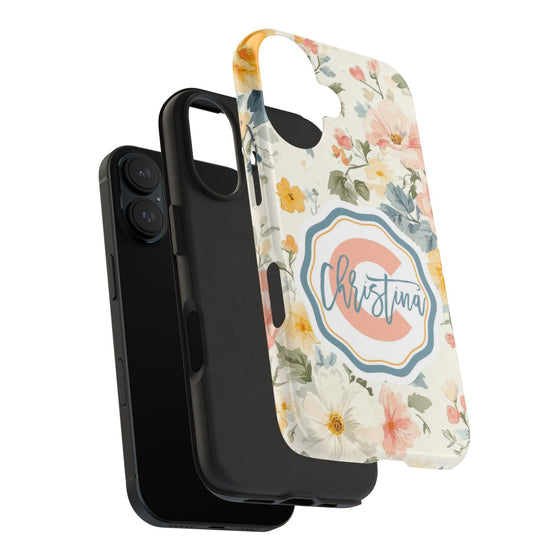 Personalized Floral Tough Phone Case - Customized with Name | Durable Protection - PC013