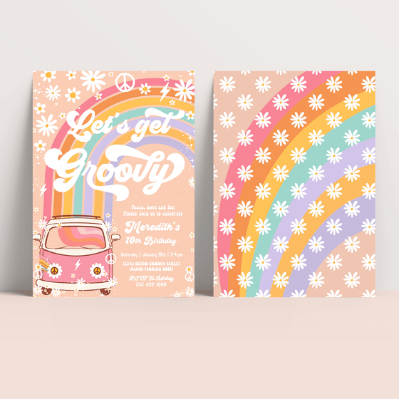 Editable Let's Get Groovy Birthday Invitation G213