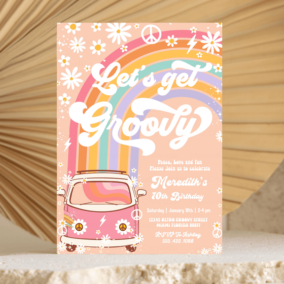 Editable Let's Get Groovy Birthday Invitation G213