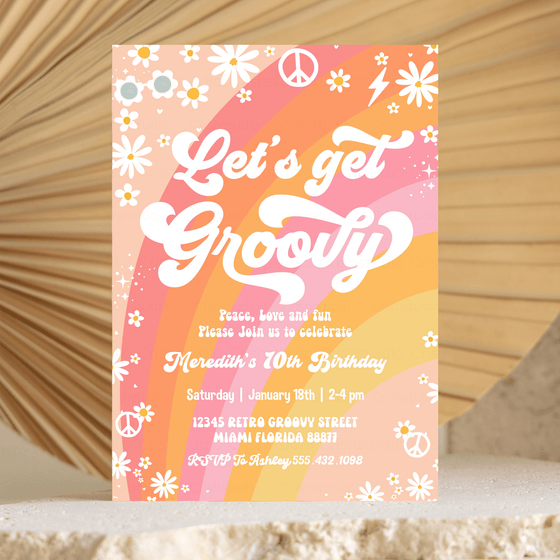 Editable Let's Get Groovy Birthday Invitation G413