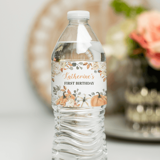 Editable Our Little Pumpkin Water Bottle Labels PB001