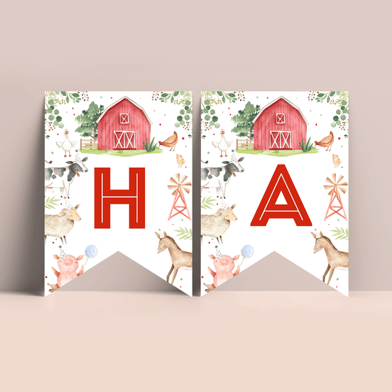 Editable Farm Birthday Banner F101