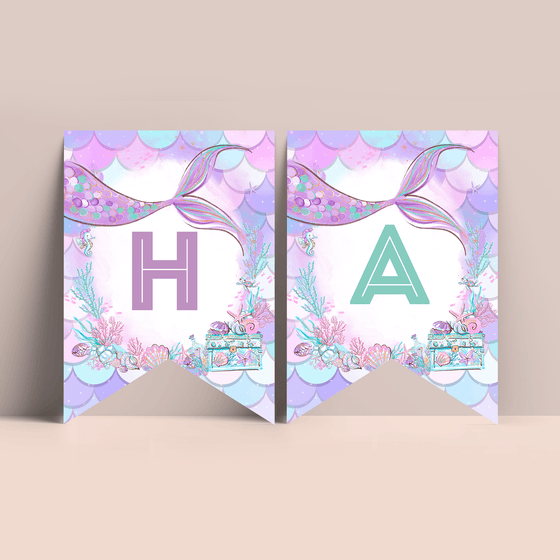 Editable Mermaid Birthday Package M304