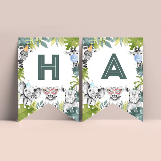 Editable Party Animals Birthday Thank You Card S105