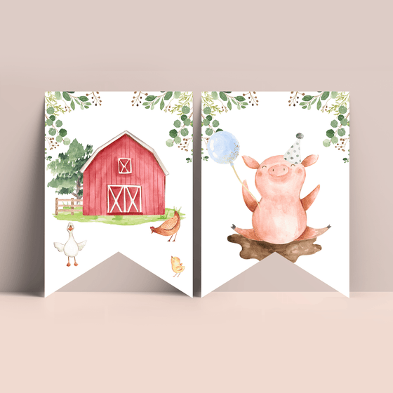 Editable Farm Birthday Banner F101