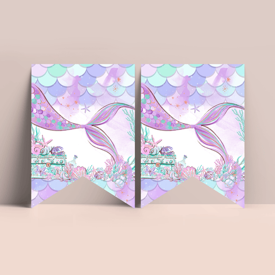 Editable Mermaid Banner M304