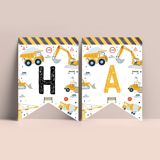 Editable Construction Birthday Party Package C001