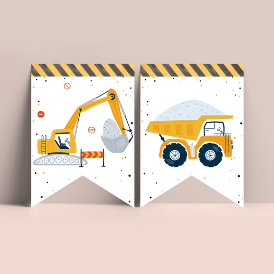 Editable Construction Birthday Party Package C001