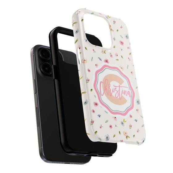 Personalized Floral Tough Phone Case - Custom Name Design - PC030