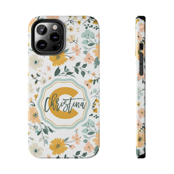 Personalized Floral Tough Phone Case - Custom Name Design - PC007