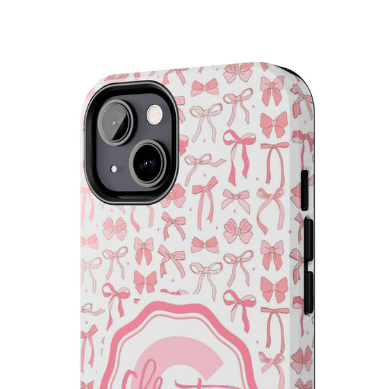 Personalized Tough Phone Case with Pink Bow Design - PC017