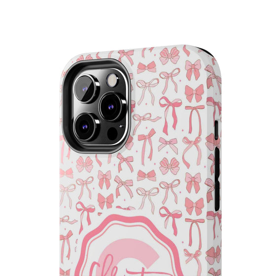 Personalized Tough Phone Case with Pink Bow Design - PC017