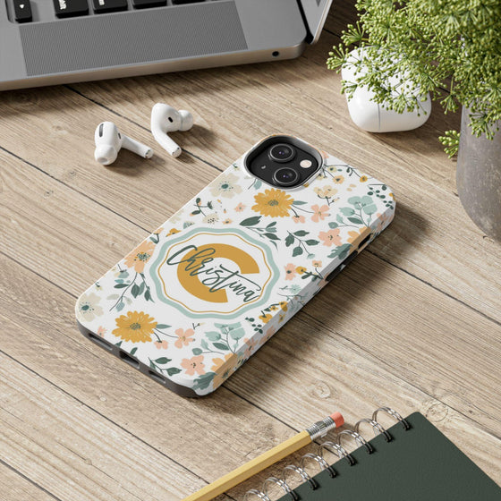 Personalized Floral Tough Phone Case - Custom Name Design - PC007