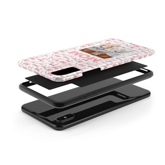 Personalized Mom Photo Collage Phone Case - Bow Design -PC015