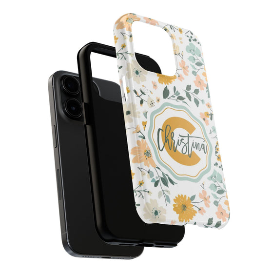 Personalized Floral Tough Phone Case - Custom Name Design - PC007