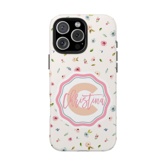 Personalized Floral Tough Phone Case - Custom Name Design - PC030
