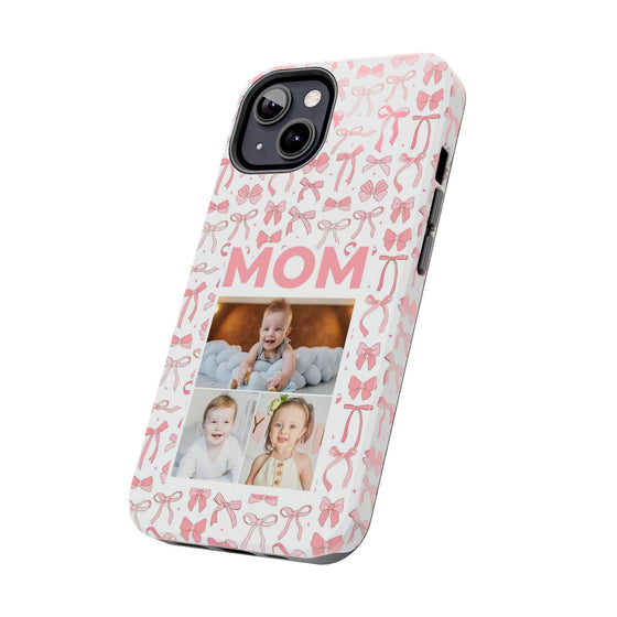 Personalized Mom Photo Collage Phone Case - Bow Design -PC015
