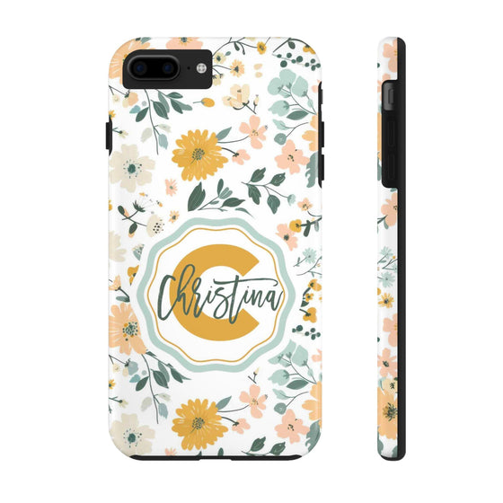 Personalized Floral Tough Phone Case - Custom Name Design - PC007