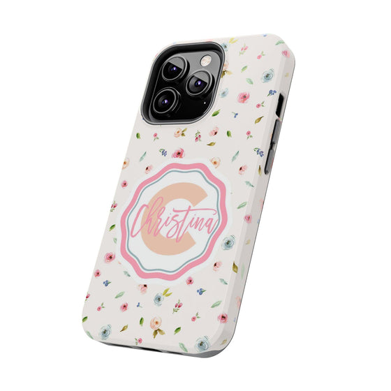 Personalized Floral Tough Phone Case - Custom Name Design - PC030
