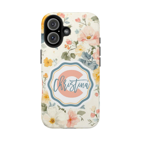 Personalized Floral Tough Phone Case - Customized with Name | Durable Protection - PC013