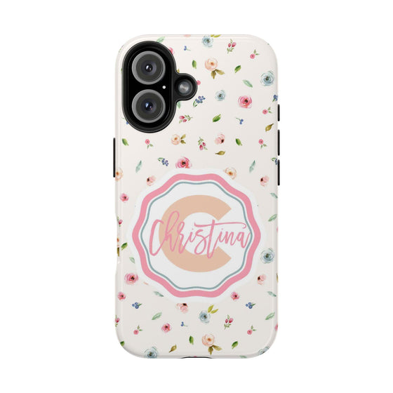 Personalized Floral Tough Phone Case - Custom Name Design - PC030