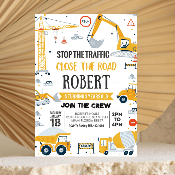 Editable Construction Birthday Party Package C001