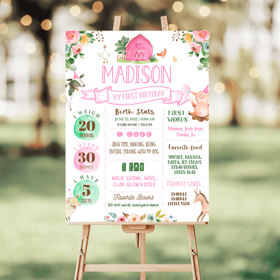 Editable Farm Birthday Milestone Poster F102
