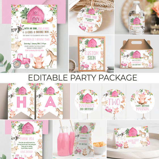 Editable Birthday Package Farm F102