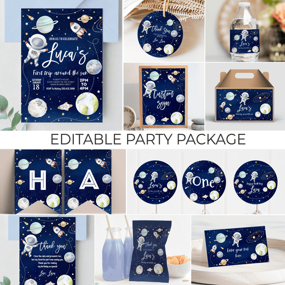 Editable First Trip Around The Sun Birthday Package TA03