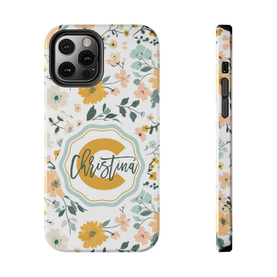 Personalized Floral Tough Phone Case - Custom Name Design - PC007