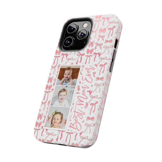 Custom Tough Phone Case - Best Mom Ever with Pink Bows - PC016