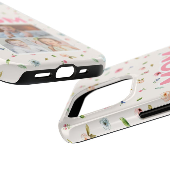 Floral Mom Photo Tough Phone Case - Durable Protection for Loving Mothers - PC027