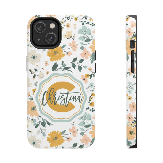 Personalized Floral Tough Phone Case - Custom Name Design - PC007