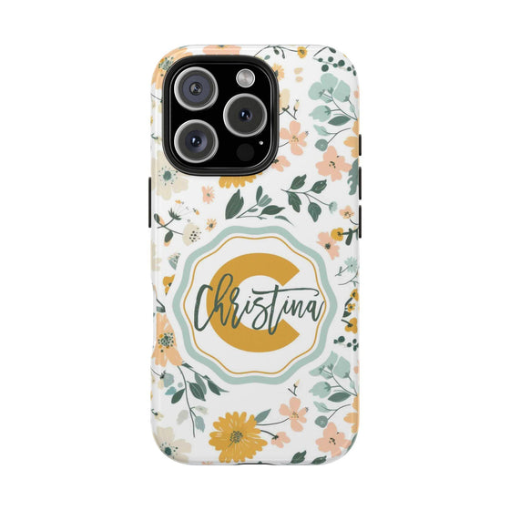 Personalized Floral Tough Phone Case - Custom Name Design - PC007