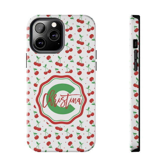 Personalized Cherry Tough Phone Case – Custom Name Design - PC021