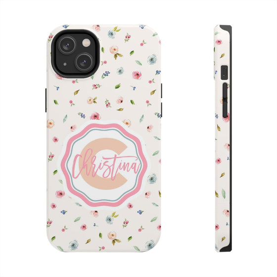 Personalized Floral Tough Phone Case - Custom Name Design - PC030