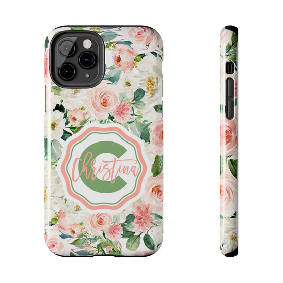Personalized Floral Phone Case - Custom Tough Case with Name - PC025
