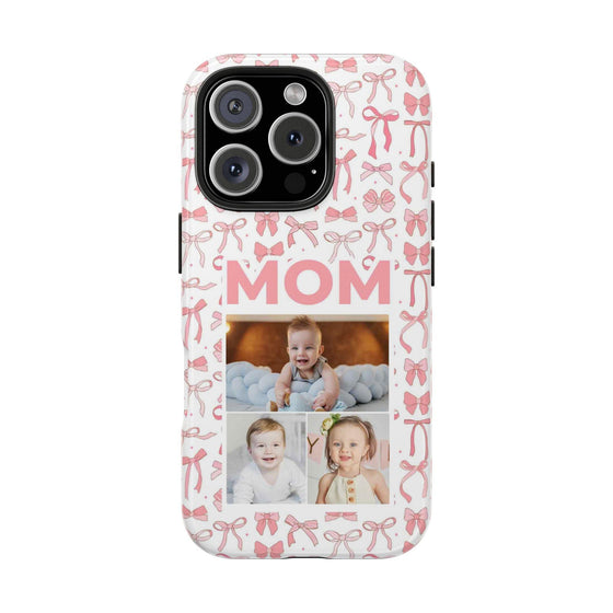 Personalized Mom Photo Collage Phone Case - Bow Design -PC015