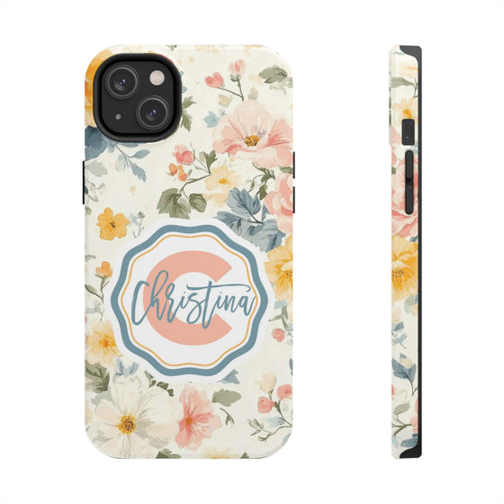 Personalized Floral Tough Phone Case - Customized with Name | Durable Protection - PC013