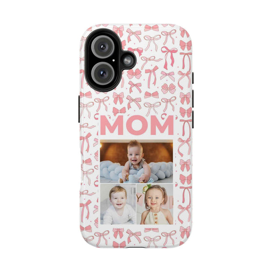 Personalized Mom Photo Collage Phone Case - Bow Design -PC015