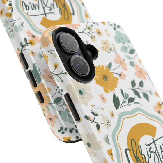 Personalized Floral Tough Phone Case - Custom Name Design - PC007