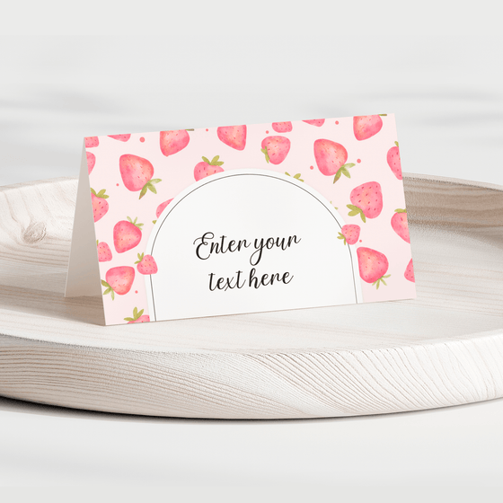 Editable Berry First Birthday Food Labels Strawberry BF01