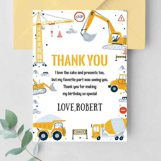 Editable Construction Birthday Party Package C001
